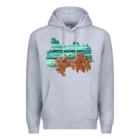 Heather Grey wood leather patch Premium Hoodie - AdoDesignShop