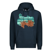 Navy wood leather patch Premium Hoodie - AdoDesignShop