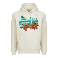 Oatmeal Heather wood leather patch Premium Hoodie - AdoDesignShop