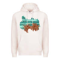 Pale Pink wood leather patch Premium Hoodie - AdoDesignShop