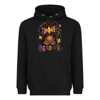 Black bead me mardi gras afro messy bun Heavyweight Hoodie - texasbilliewilder
