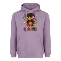Lavender bead me mardi gras afro messy bun Heavyweight Hoodie - texasbilliewilder