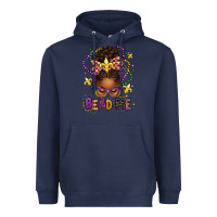 Navy bead me mardi gras afro messy bun Heavyweight Hoodie - texasbilliewilder
