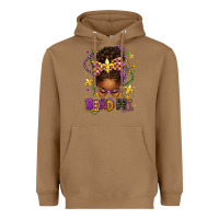 Toasted Coconut bead me mardi gras afro messy bun Heavyweight Hoodie - texasbilliewilder