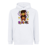 White bead me mardi gras afro messy bun Heavyweight Hoodie - texasbilliewilder