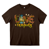 Chocolate Brown Love Camping Heavy Core Tee - CowhideDigitalArt