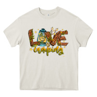 Cream Love Camping Heavy Core Tee - CowhideDigitalArt