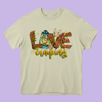 Love Camping Heavy Core Tee Designed By Cowhidedigitalart