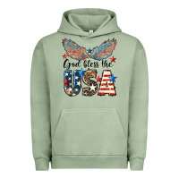 Pigment Oil Green Western God Bless The USA Urban Hoodie - LillyAllenDesigns