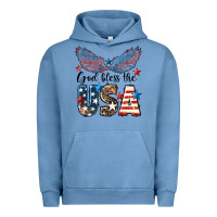 Pigment Pebble Blue Western God Bless The USA Urban Hoodie - LillyAllenDesigns