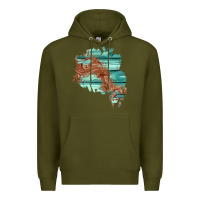 Army Green wood leather patch Premium Hoodie - AdoDesignShop