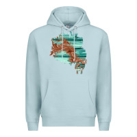 Blue Mist wood leather patch Premium Hoodie - AdoDesignShop