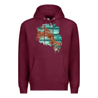 Burgundy wood leather patch Premium Hoodie - AdoDesignShop