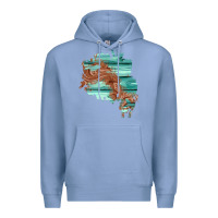 Colony Blue wood leather patch Premium Hoodie - AdoDesignShop
