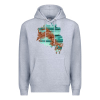 Heather Grey wood leather patch Premium Hoodie - AdoDesignShop