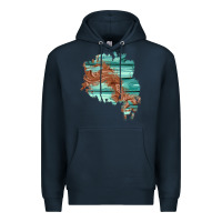 Navy wood leather patch Premium Hoodie - AdoDesignShop