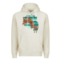 Oatmeal Heather wood leather patch Premium Hoodie - AdoDesignShop
