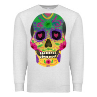 Oatmeal Heather sugar skull Premium Sweatshirt - FaDigitalArtStudio