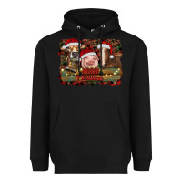 Black merry christmas farm animals Heavyweight Hoodie - RanaPortraitStore