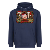 Navy merry christmas farm animals Heavyweight Hoodie - RanaPortraitStore
