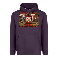 Plum merry christmas farm animals Heavyweight Hoodie - RanaPortraitStore
