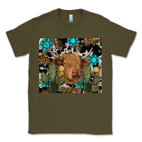 Army Green western cow Classic Tee - RanaPortraitStore