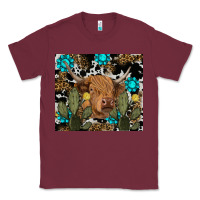 Burgundy western cow Classic Tee - RanaPortraitStore