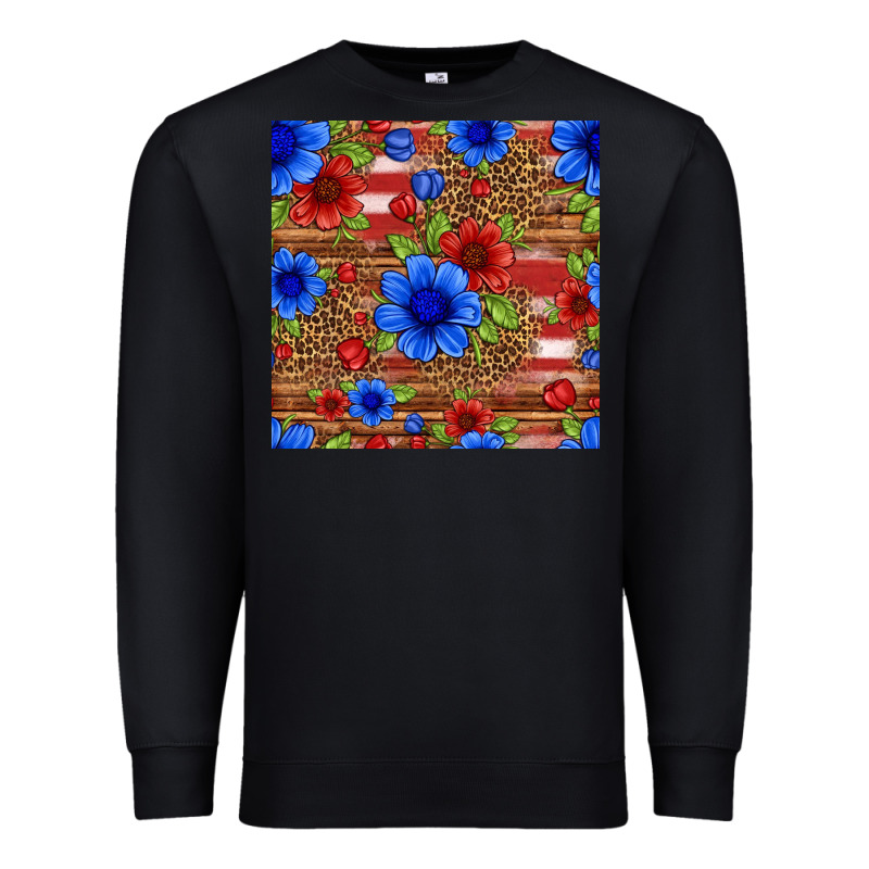 Patriotic Flowers Seamless Pattern Premium Sweatshirt by HRA Design Shop | Teevron
