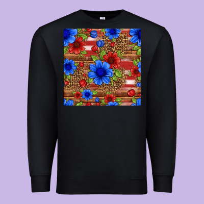 Patriotic Flowers Seamless Pattern Premium Sweatshirt Designed By Hra Design Shop