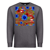 Charcoal Heather patriotic flowers seamless pattern Premium Sweatshirt - HRA Design Shop