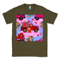Army Green valentines day truck and cupid in the sky seamless pattern Classic Tee - BundleAndBundleShop