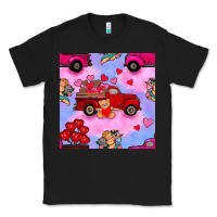 Black valentines day truck and cupid in the sky seamless pattern Classic Tee - BundleAndBundleShop