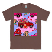 Chestnut valentines day truck and cupid in the sky seamless pattern Classic Tee - BundleAndBundleShop