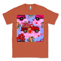 Copper valentines day truck and cupid in the sky seamless pattern Classic Tee - BundleAndBundleShop