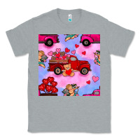 Heather Grey valentines day truck and cupid in the sky seamless pattern Classic Tee - BundleAndBundleShop