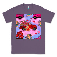 Lavender valentines day truck and cupid in the sky seamless pattern Classic Tee - BundleAndBundleShop