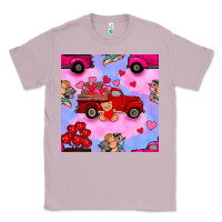 Lilac valentines day truck and cupid in the sky seamless pattern Classic Tee - BundleAndBundleShop