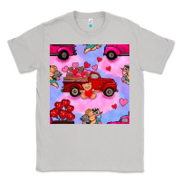 Moon Dust valentines day truck and cupid in the sky seamless pattern Classic Tee - BundleAndBundleShop