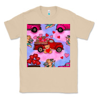 Mushroom valentines day truck and cupid in the sky seamless pattern Classic Tee - BundleAndBundleShop