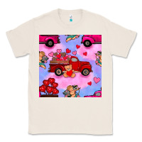Natural valentines day truck and cupid in the sky seamless pattern Classic Tee - BundleAndBundleShop