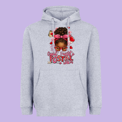 Cupid's Favorite Postal Worker Afro Messy Bun Heavyweight Hoodie Designed By Texasbilliewilder