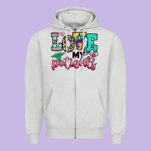 Love My Patients Nurse Zipper Hoodie Designed By Ranaportraitstore
