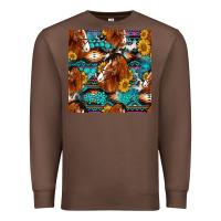 Chestnut sunflower horses seamless pattern Premium Sweatshirt - HRA Design Shop