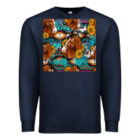 Navy sunflower horses seamless pattern Premium Sweatshirt - HRA Design Shop