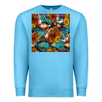 Ocean Blue sunflower horses seamless pattern Premium Sweatshirt - HRA Design Shop