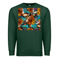 Sports Green sunflower horses seamless pattern Premium Sweatshirt - HRA Design Shop