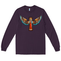 Plum our lady of guadalupe cross with wings Long Sleeve Tee - BarkalooDesign