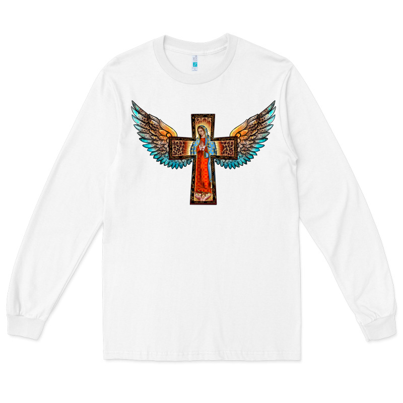 Our Lady Of Guadalupe Cross With Wings Long Sleeve Tee by BarkalooDesign | Teevron