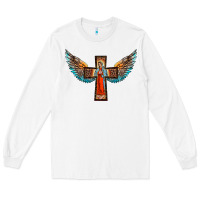 White our lady of guadalupe cross with wings Long Sleeve Tee - BarkalooDesign