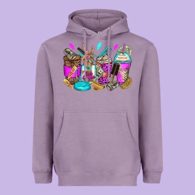 Hair Hustler Coffee Cups Heavyweight Hoodie Designed By Zillion Design Studio
